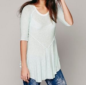 FREE PEOPLE Aqua marine teal blue sheer top